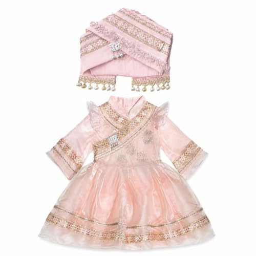 Yunhgft Robe danse traditionnelle ethnique pour enfant fille, tenue spectacle avec coiffe ou chapeau, Robe de fille 2602 + chapeau, 100 cm