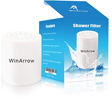 WinArrow Cartouche Filtrante Remplaçable Universelle à Rendement élevé Enlèvent Chlore Métaux Lourds et Odeurs Purificateur d'adoucisseur eau Fixe / Handheld pour Cheveux et Peau Plus Sains Cuisine