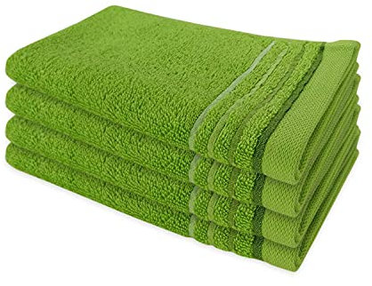 WohnDirect Gästetuch Set 4 teilig - 4 Gäste Handtücher (30x50) - Frottee 100% Baumwolle - Grün