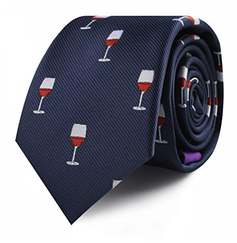 AUSCUFFLINKS Cravatte cibo e bevande | Cravatte speciali per uomo | Cravatte sottili | Regalo per i colleghi di lavoro | Regalo di compleanno per ragazzi, vino, M