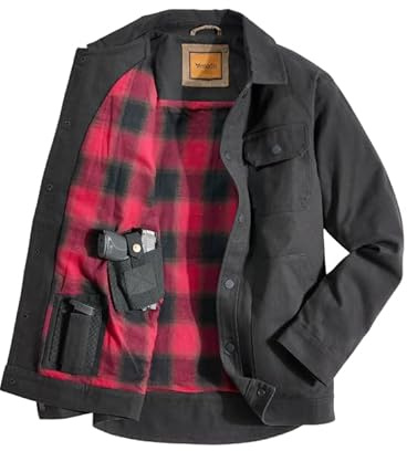 Venado Concealed Carry Shirt Jacket for Men - Heavy Duty Canvas - Conceal Carry Pockets (Black, 3X-Large)