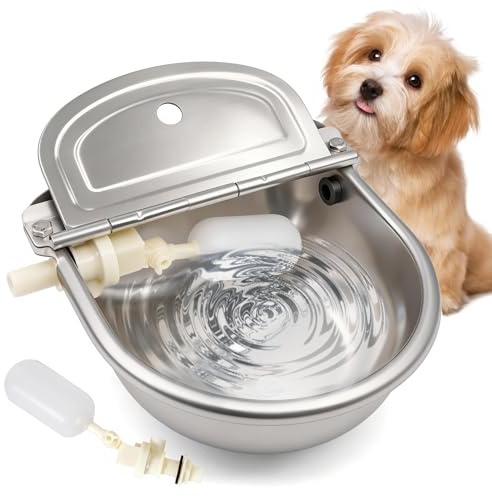 Abreuvoir Automatique pour Chiens, Abreuvoir en Acier Inoxydable pour BéTail éQuipé de 2 Vannes à Flotteur RéGlables et D'Un Bouchon de Vidange, Destiné Aux Chevaux, ChèVres, Moutons, Bovins et Chiens