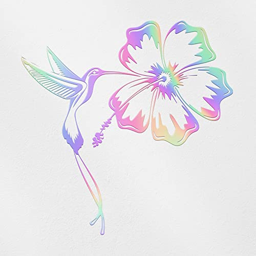 Transparent Decal Stickers of Hummingbird and Hibiscus Tattoo (Hologram) Premium Waterproof Vinyl Decal Stickers for Laptop Phone Accessory Helmet Car Window Mug Tuber Cup Door ANDSKUS603756HO080322