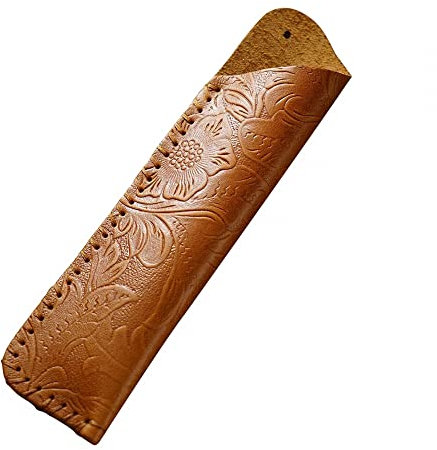 DONGKER Leather Pen Case,Vintage Fountain Pen Sleeve Holder for Two Ballpoint Fountain Rollerball Pens Pencils