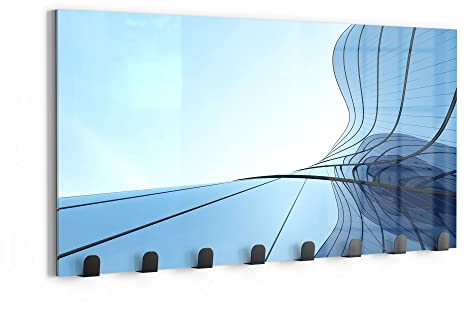 DEQORI Perchero de pared de cristal y metal, diseño de superficie de espejo en edificios, 60 x 30 cm, diseño moderno, panel de armario para pasillo, salón y dormitorio, magnético y se puede escribir