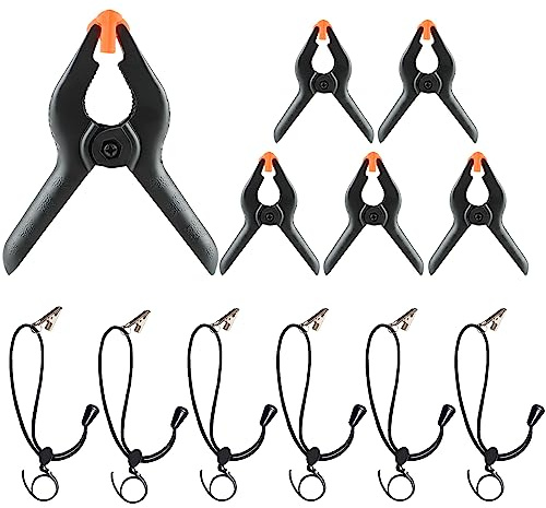 Vevelux 6 Backdrop Clips Set + 6 Pinzas de Fondo, Clips de Resorte para Soporte de Fondo, Estudio, Fotografía de Vídeo, Telón de Fondo, Uso Creativo y Doméstico