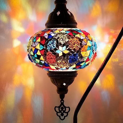 Orientalisk marockansk mosaik, bord, handgjord dekorativ turkisk mosaiklampa (17. Flerfärgad)