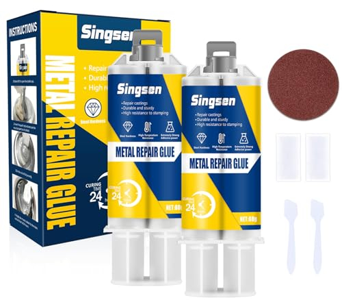 Pegamento de reparación de metales - 160g epoxi resistente y duradero para metal, plásticos, acero inoxidable, aleación de aluminio y tubos de metal. Adhesivo resistente al calor de alta temperatura