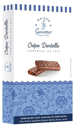 Maison Gavottes - kleine gefüllte Crêpes Dentelles mit Milchschokolade 100g, Menge:6 Stück