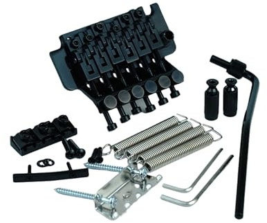 Eddaray Double Rocking Tremolo Bridge, 6 String Electric Guitar Spring Stabilizer Device Double Vibrato System Tailpiece Saddle Playing Accessories Replacement (S2000 Black, 43mm String Lock Length)