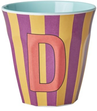 ReWu Rice Melmain mugg medium pojkar – bokstav D – barnmugg campingmugg campingsele drickkopp melaminskål okrossbar BPA-fri 250 ml