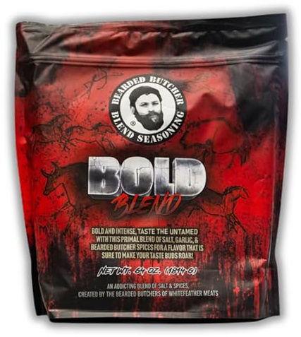 Bearded Butchers Bold Blend, 64 oz Bulk Bag – Primal Salt, Garlic & Spice Blend for Steaks, Burgers, Roasts, Game Meats, Fries – No MSG, Gluten-Free, No Sugar, Ideal for Meals