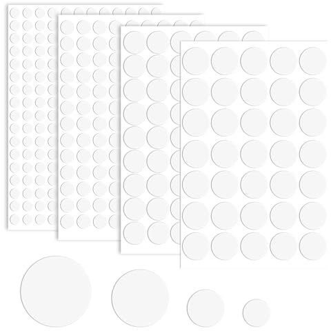 389Pcs Self-Adhesive White Screw Covers Caps - 4 Sizes White Stickers to Cover Screw Holes, Dustproof Sticker for Wood Cabinets, Furniture, Drawer, Wardrobe, Kitchen, Table
