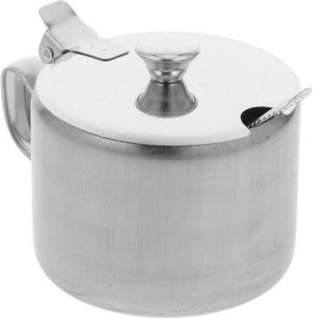 Ciieeo Azucarero De Acero Inoxidable Con Tapa Y Cuchara Recipiente Para Condimentos De Cocina Para Sal Pimienta Especias Condimento Para Uso Doméstico Y Restaurante Plateado