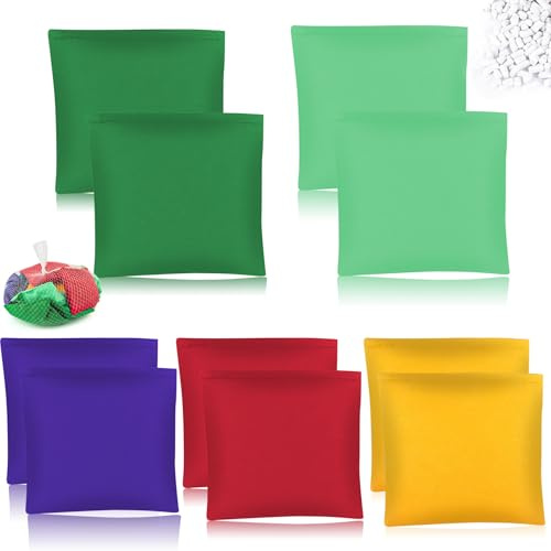 Phlognfy Juego Sacos Arena Niños, Saco Lanzar 10 x 10 cm, Juego Lanzamiento Sacos Arena Colores, para Niños, Jardín, Camping, Juegos Césped