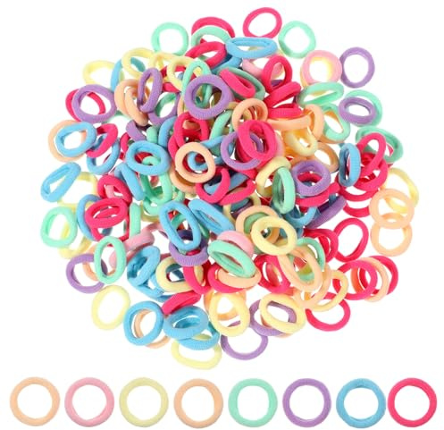 Ajcotahm 200 PCS Baby Hair Ties, Cotton Ponytail Holders for Toddler Girls Soft Elastic No Damage Hair Bands Multicolor Small Hair Accessories for Infants Kids