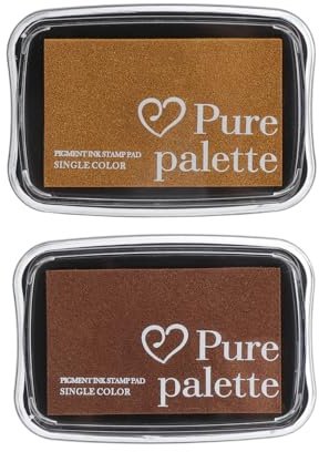 FIUTEKO Stempelkissen Set Vintage, Wiederverwendbare Metallic Stempelfarbe in Gold und Kupfer DIY Fingerabdruck Stempel für Scrapbooking Karten Hochzeit & Kinderbasteln Schnelltrocknend & Wasserfest