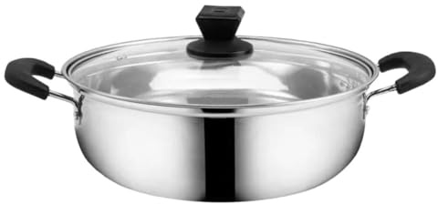 Zerodeko Stainless Steel Hot Pot 28cm Large Stock Pot with Double Handles for Home Use Suitable for Induction Hob and Stew