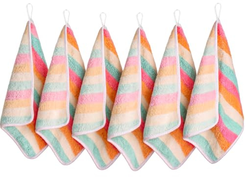 FOGARY Mikrofiber ansiktstyg, 6-pack sminkborttagare ansiktshandduk, mjuk flanell ansiktshandduk, mikrofiber återanvändbar sminkborttagningstyg, tvättbar ansiktsrengöring torka dukar set, (30 x 30 cm)