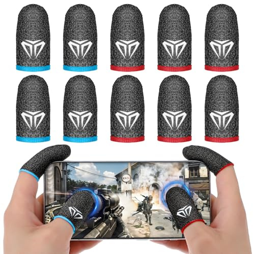 YUXIANLB Lot de 10 manchons de doigt de jeu, compatibles avec écran tactile parfait, adaptés à tous les jeux, en fibre argentée, résistant à la transpiration, manchons de pouce respirants pour écran