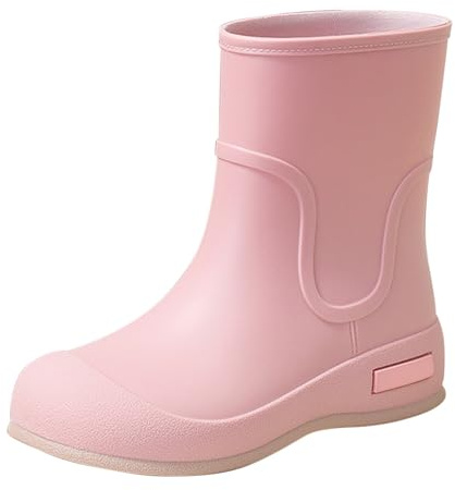 Generiska korta gummistövletter dam, regnstövletter, dam, lätta trädgårdsskor, All Match utomhusskor, enfärgade, regnstövlar, platta slip-on stövlar, halkskydd, korta stövlar, fritid, regnstövlar
