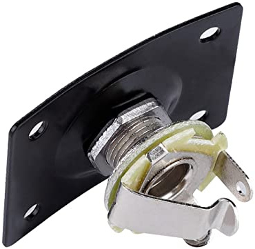 Jelquix Electric Guitar Output Jack Plate Socket, Silver/Black Metal Cover, Easy Installation with 4 Screws, Fits Guitars (Black)