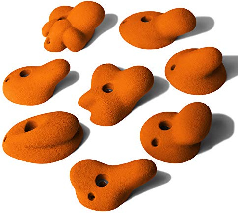 ALPIDEX 8 Prese XL per Arrampicata | Maniglie Arrampicata | Sottotagli Profondi Media profondità | Pietre Arrampicata | Prese Extra Large | Set Blocchi - Colore:Arancio Sportivo