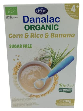 Danalac Cereal Ecológico de Maíz, Arroz y Plátano para Bebés durante 6+ Meses 200 g