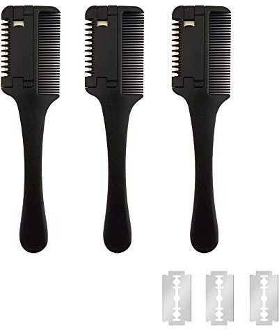MSDADA Peine Cortapelos, 3 Piezas Peine de Doble Cara con 3 Cuchillas de Repuesto Peine Cortapelos Adelgazamiento y Corte de Cabello