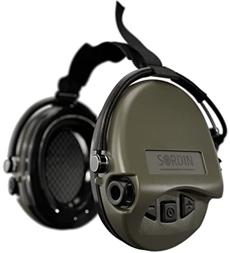 Sordin MIL AUX Kapsel-Gehörschützer - 76308-06-S - Militär-Gehörschutz aktiv & elektronisch mit Neckband - Oliv