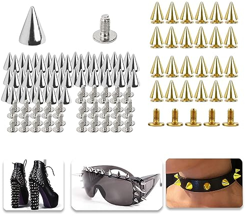 200 Stück Punk Nieten, 7 * 10 cm Rostfrei Ziernieten, Kleidung Schraubennieten, DIY Nieten, Nieten zum Schrauben, Metall Gothic Spikes, Ziernieten, Spitznieten für Taschen, Kleidung,Schuhe