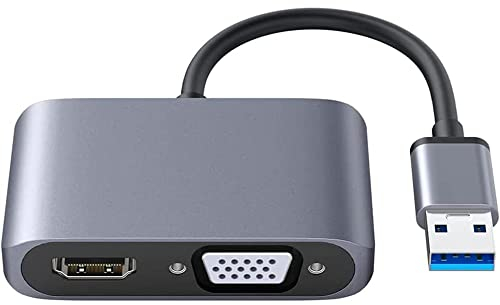 USB 3.0 auf HD-MI VGA Adapter, USB zu VGA HD-MI Adapter Konverter Unterstützung H-D-MI VGA Sync Ausgang 1080p kompatibel mit Windows 7/8/8.1/10 Monitordisplay Video Adapter Konverter