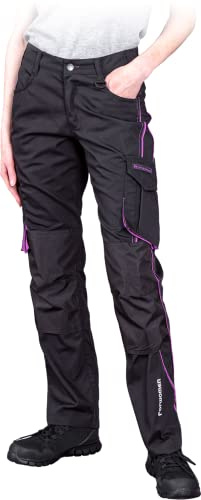 Leber & HOLLMAN LH-FWN-T Schutzhose | Sicherheitshose für Damen | Frauenhose | Arbeitshose | Schutzhose | Schwarz-Rosa | Größe:46