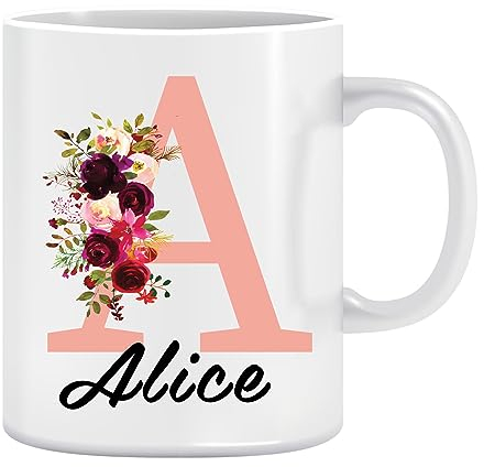 GiftHub Personalised Mugs with Names and Initials, Customised Gift for Valentine’s Day, Birthday, Mothers Day for Mom, Dad, Kids, Friends or Girls, 11oz Ceramic Coffee/Tea Cup