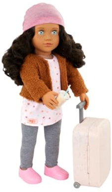 Our Generation Lisandra - 18-inch Travel Doll with Rolling Luggage with Realistic Features, and Travel Gear - Doll Clothes and Accessories Compatible - Ages 3 +