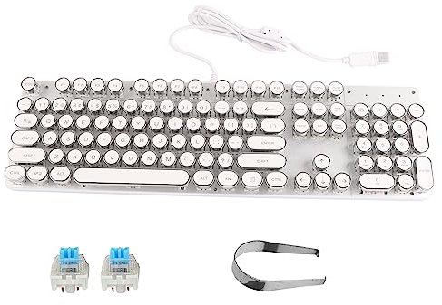 MECHANICAL KEYBOARD WHITE RETRO ROUND CAP COMPUTER PARTS FOR PC KEYBOARD MECHANICAL GAME KEYBOARD