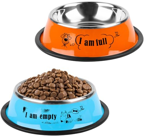 Kattmatskål rostfritt stål 2 st valpskålar för mat och vatten rostfritt stål hundskål dubbel kattskål metall för katter små hundar