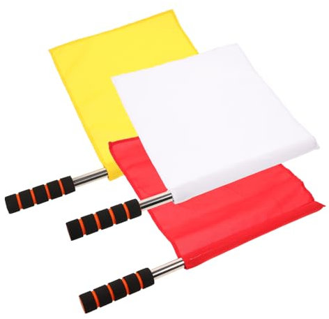 Kisangel Traffic Flags 3 Pack Red Yellow White Referee Set for Match Waving Flag Safety Signaling