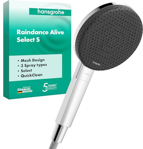 hansgrohe Raindance Alive Select S 24500000 Pommeau de douche 3 jets (PowderRain) rond 125 mm avec fonction anti-calcaire Chromé