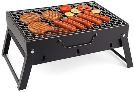 ALAYSTAR Portable Folding Charcoal BBQ Grill for Camping, Picnics, Garden & Outdoor Parties Compact Tabletop Design, Durable Iron Construction, Easy Setup & Travel-Friendly Tabletop Barbecue