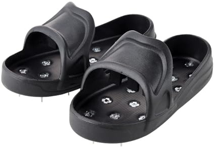 Epoxy Skiped Lawn Aerator Shoes, Heavy Duty Spiked Aerating Sandals Shoes for Effective Aerating, Pre-Assembled Lawn Scarifier and Aerator for Lawns Yard Patio Garden Grass, Epoxy Flooring
