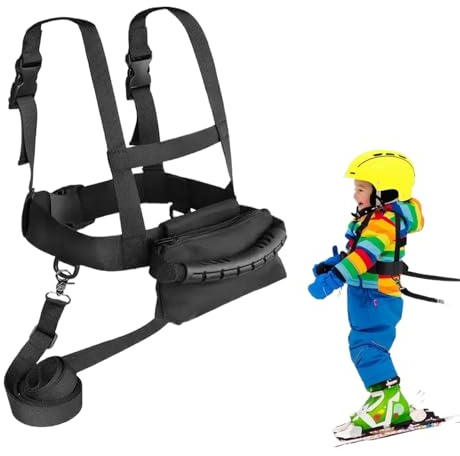 BASTOUR Imbracatura da Sci per Bambini con Guinzaglio e Borsa Rimovibili, Cinghia da sci per bambini, Ski Strap Imbracatura Sicurezza Bambinis per sterzare e imparare il controllo della velocità