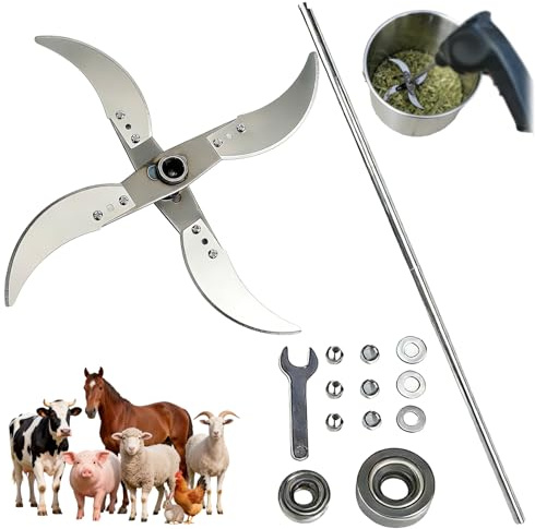 Household Farming Grass Shredder Knife Blades, Heavy Grass Shredding Blade, 4/6 Blade Sharp Replacement Set, Stainless Steel Tool with Adjustable Diameter, for Yard Shredder (4-Blades, WIth-Rod)