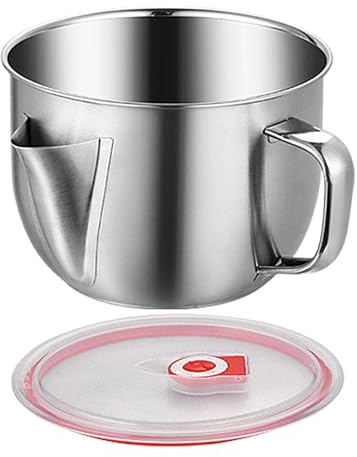 Separatore di grasso in acciaio , coperchio per colino per salsa – Barattolo di separazione del grasso da cucina professionale collettore beccuccio trasparente | Gadget da cucina colino a