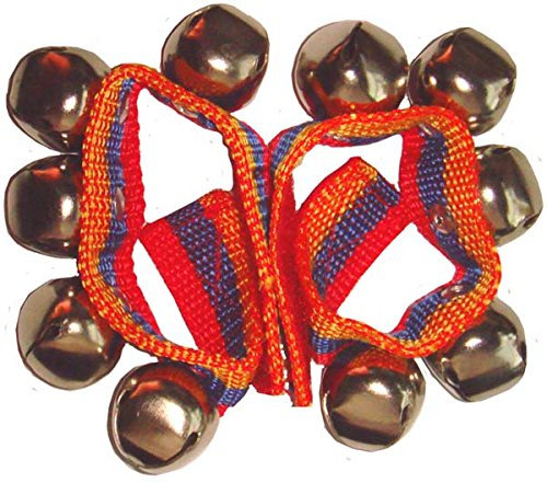 Terré Schellenband - Eisenglöckchen mit Klettverschluss für Hand oder Fuß - Mittelalter, Fasnet, Fasching, Carneval - 5 Stück Eisen, Nylon, Grey