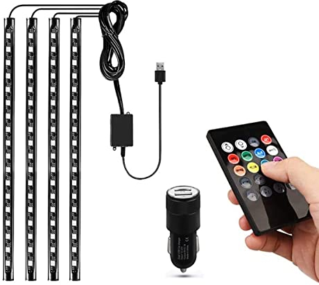 AIGUOZER RGB LED Innenbeleuchtung Auto,LED Innenraum Ambientebeleuchtung mit APP, 4x18 Fußraumbeleuchtung Auto Car Accessories Gifts fur Man Women Mit USB-Port und Fernbedienung