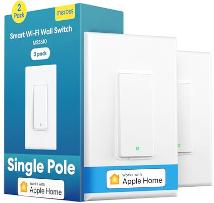 Meross Smart Light Switch Supports Apple Homekit, Siri, Alexa, Google Assistant & SmartThings, 2.4Ghz WiFi Light Switch, Neutral Wire Required, Single Pole, Remote Control Schedule, 2 Pack