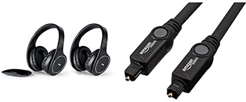 Meliconi Hp Easy Digital Bundle, 2 Cuffie Tv Stereo Senza Fili, 100% Digitali & Amazon Basics Cavo audio ottico digitale Toslink, 1,83 m