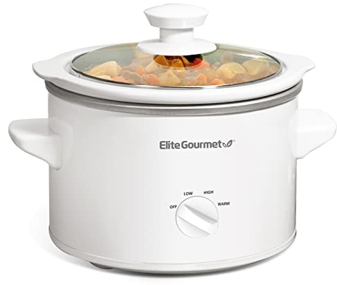 Elite Gourmet MST-250XW Mijoteuse électrique avec cuve en céramique, température réglable, pour entrées, sauces, soupes, rôtis et plats mijotés, passe au lave-vaisselle (1,4 L, blanc)