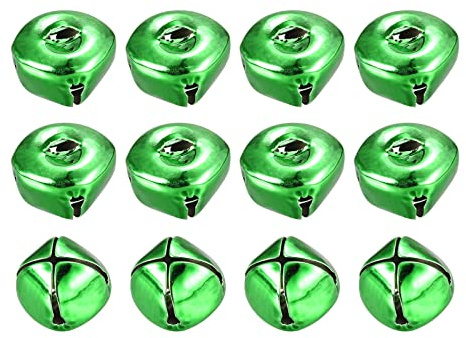sourcing map 12 Stück Glöckchen, Metallglöckchen, 20mm Glöckchen Zum Basteln, Kleine Glocken, Schellen für Handwerk, DIY Weihnachten Dekoration, Geschenkdeko, Grün